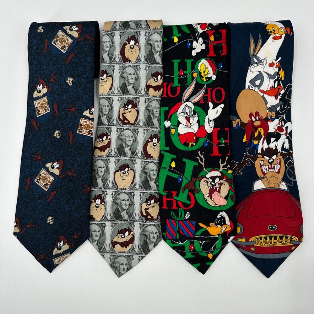 Looney Tunes Cartoon Characters Neck Dress Tie Bugs Bunny Tweety Taz Daffy LOT 4